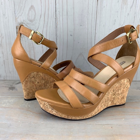 UGG Shoes - UGG DILLION LEATHER  CORK WEDGE HEELS